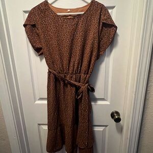 Brown Patterned Women's Dress